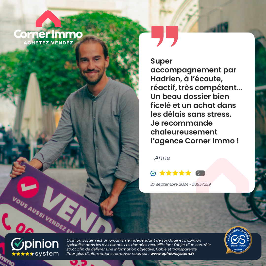 Avis client Hadrien pour Corner Immo